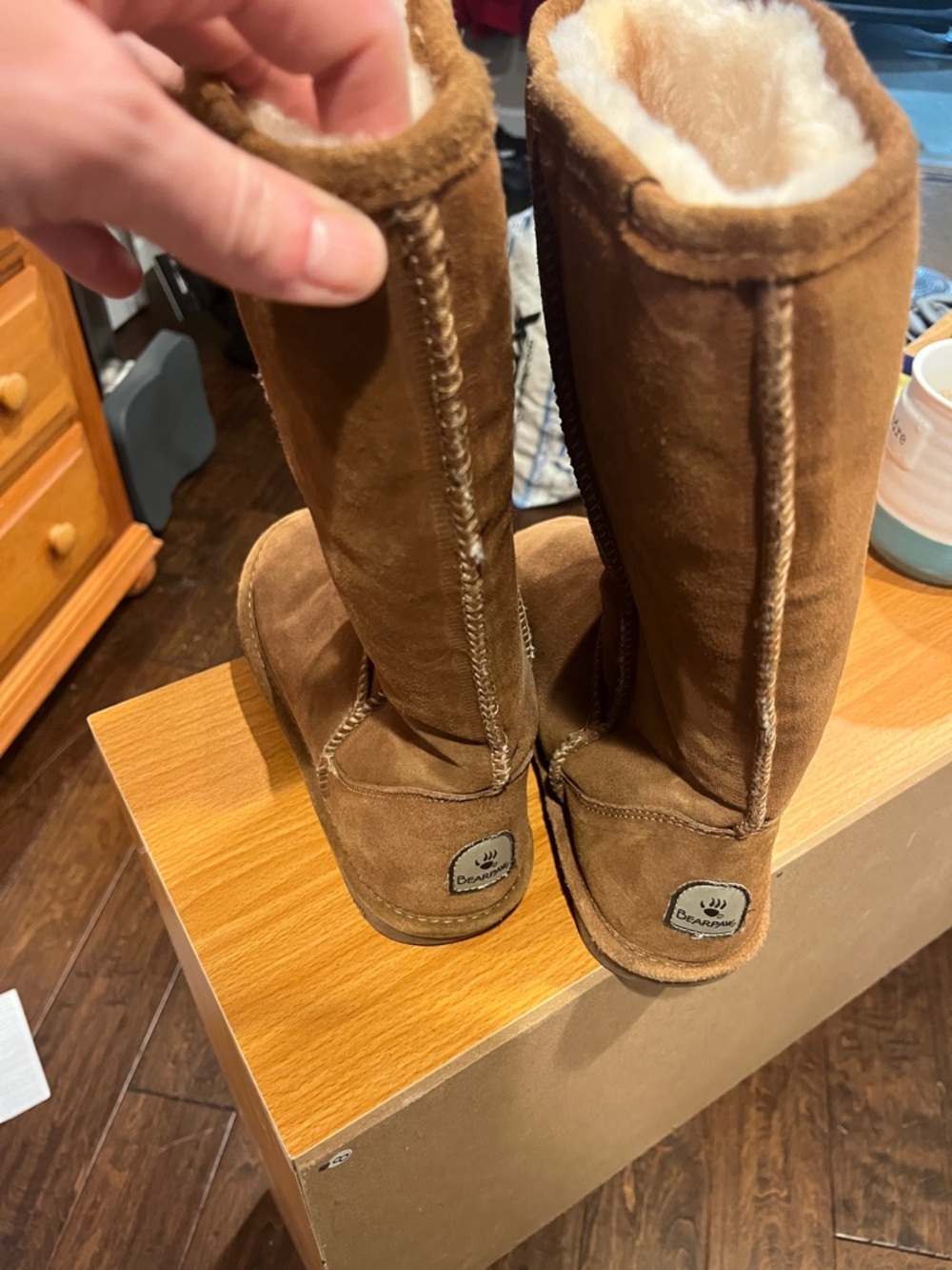 BearPaw Chestnut Suede Tall Pull-On Boots